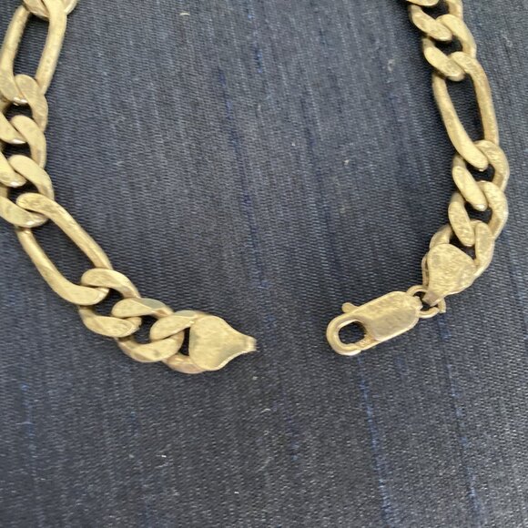 Vintage Italy Sterling Silver 925 Figaro Bracelet 8" - Picture 2 of 5